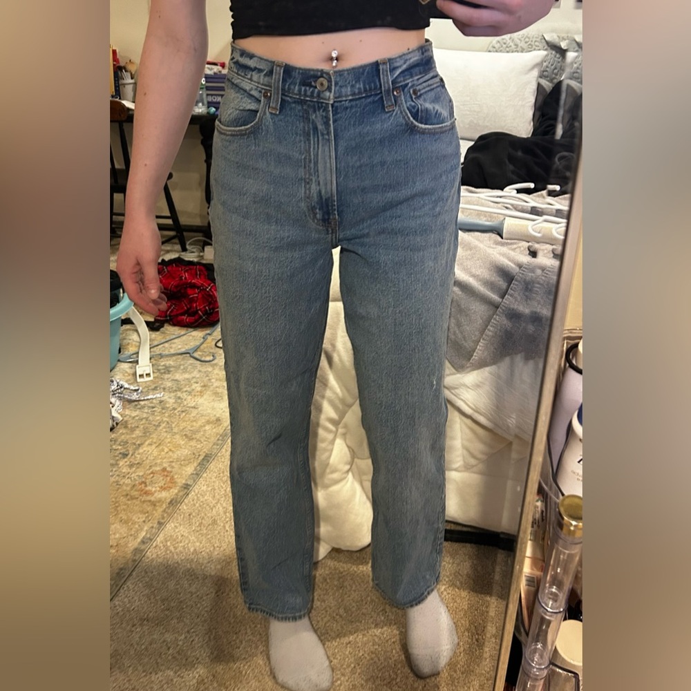 Abercrombie & Fitch Straight Ultra High Rise Jeans - Light Blue Denim